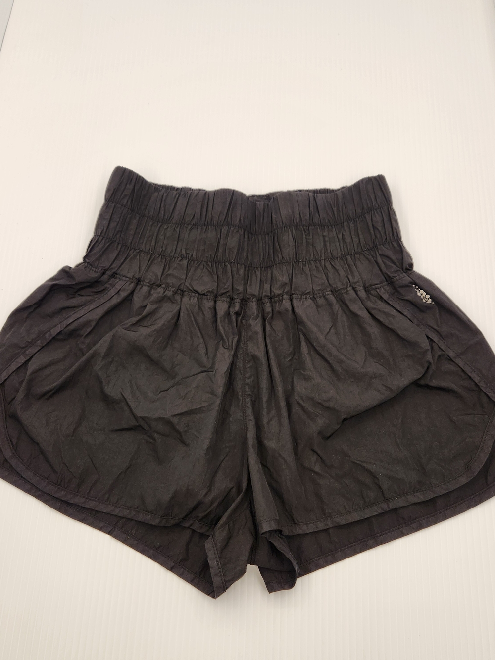 Free People Black Smocked-Waist Athletic Shorts